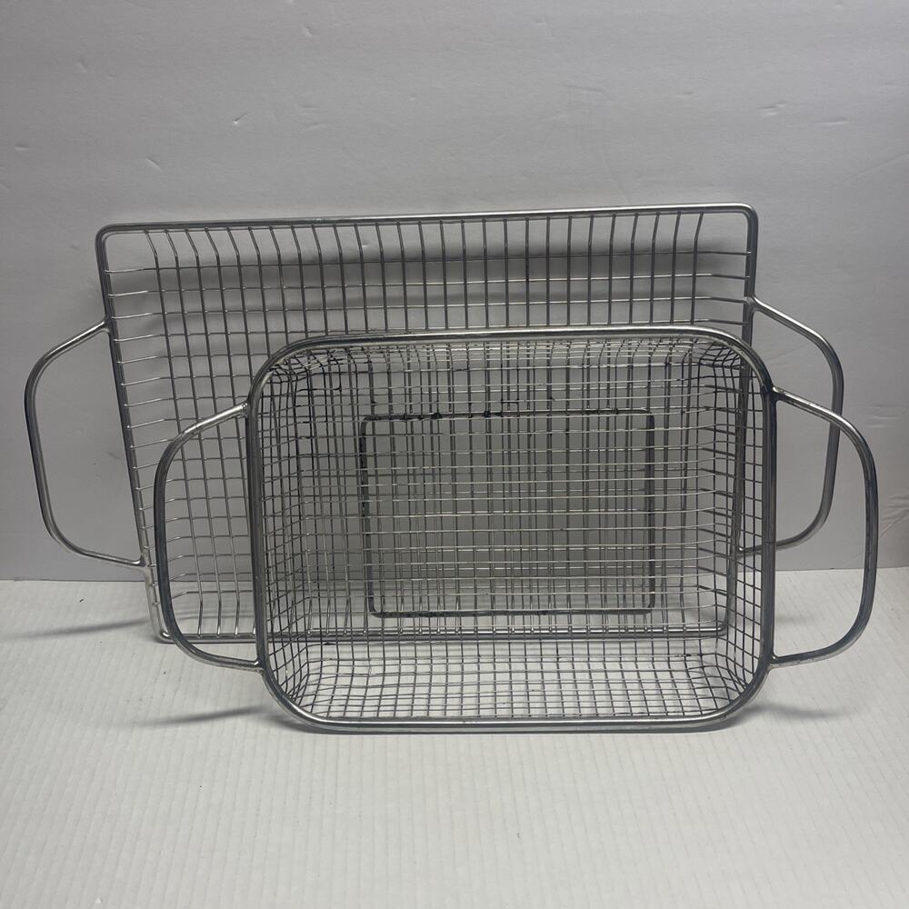 2 The Pampered Chef Stainless Steel BBQ Grill Basket Set Silver #2707